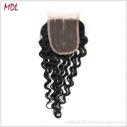 Hair Weave 4 Bundles With Closure Brazilian Human Hair Deep Wave Style Mink Hair Extensions